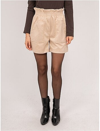 Short de antelina de talle alto con cintura elástica xiche