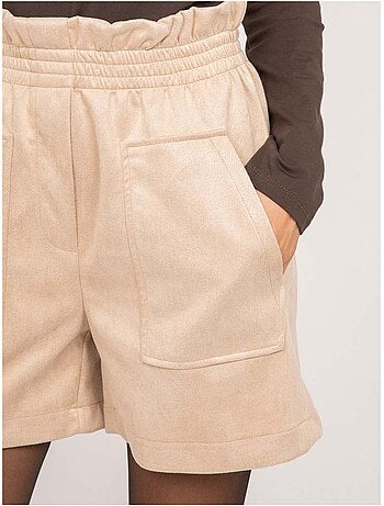 Short de antelina de talle alto con cintura elástica xiche