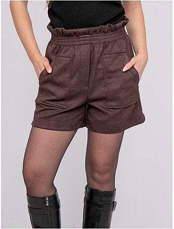 Short de antelina de talle alto con cintura elástica xiche