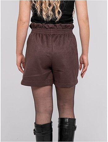 Short de antelina de talle alto con cintura elástica xiche