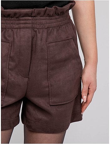 Short de antelina de talle alto con cintura elástica xiche