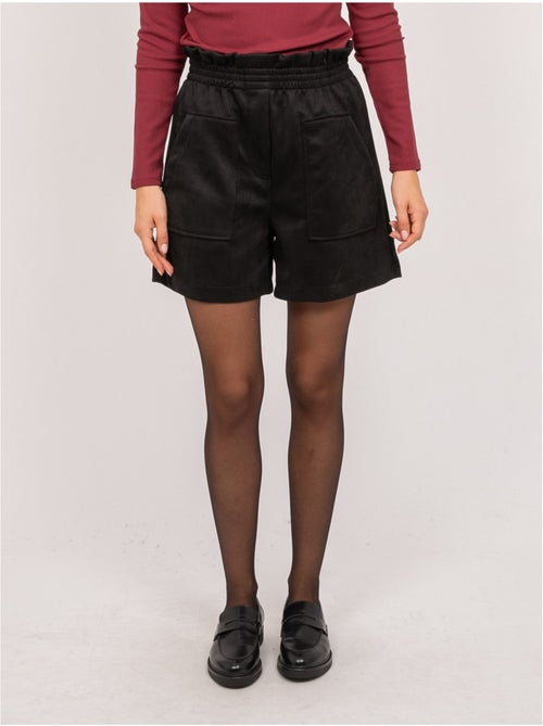 Short de antelina de talle alto con cintura elástica xiche - Kiabi Short de antelina de talle alto con cintura elástica xiche - Kiabi