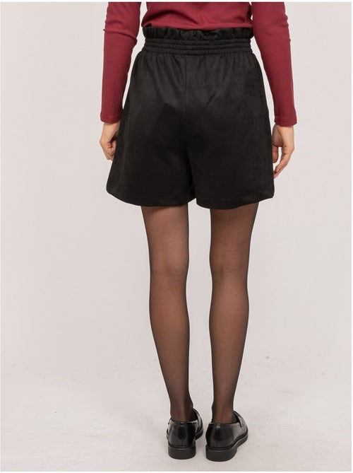 Short de antelina de talle alto con cintura elástica xiche - Kiabi Short de antelina de talle alto con cintura elástica xiche - Kiabi