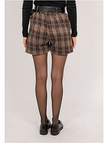 Short de cuadros con cinturón xeline