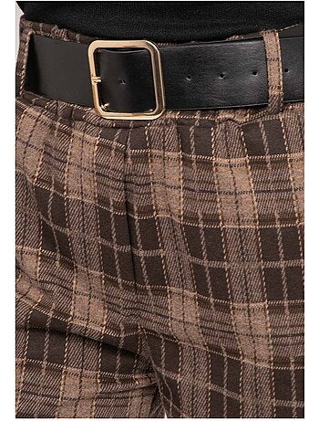Short de cuadros con cinturón xeline