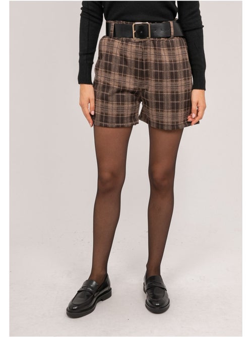 Short de cuadros con cinturón xeline - Kiabi Short de cuadros con cinturón xeline - Kiabi