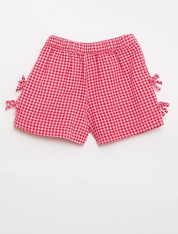 Short de cuadros con lazos fantasía