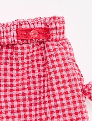 Short de cuadros con lazos fantasía