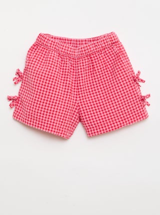 Short de cuadros con lazos fantasía