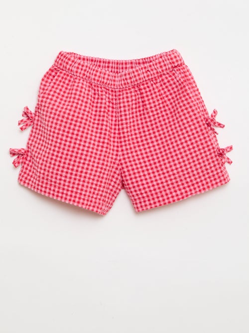 Short de cuadros con lazos fantasía - Kiabi
