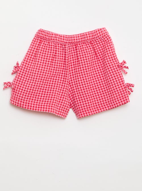 Short de cuadros con lazos fantasía - Kiabi