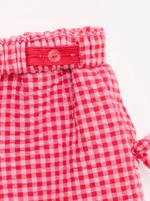 Short de cuadros con lazos fantasía - Kiabi