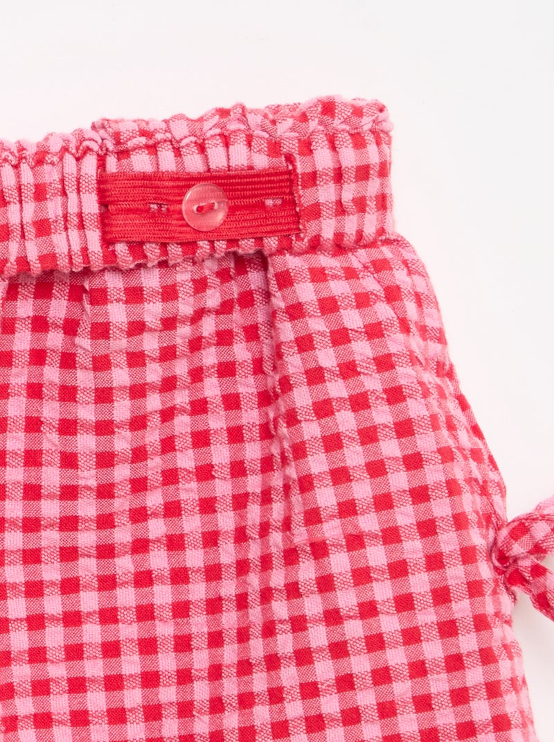 Short de cuadros con lazos fantasía Rosa - Kiabi