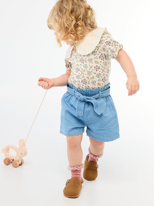 Short de denim ligero con cinturón extraíble - Kiabi