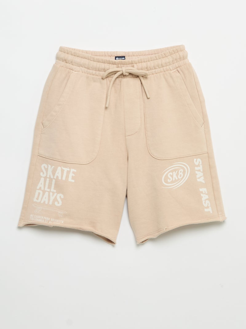 Short de felpa ligero estampado Beige - Kiabi