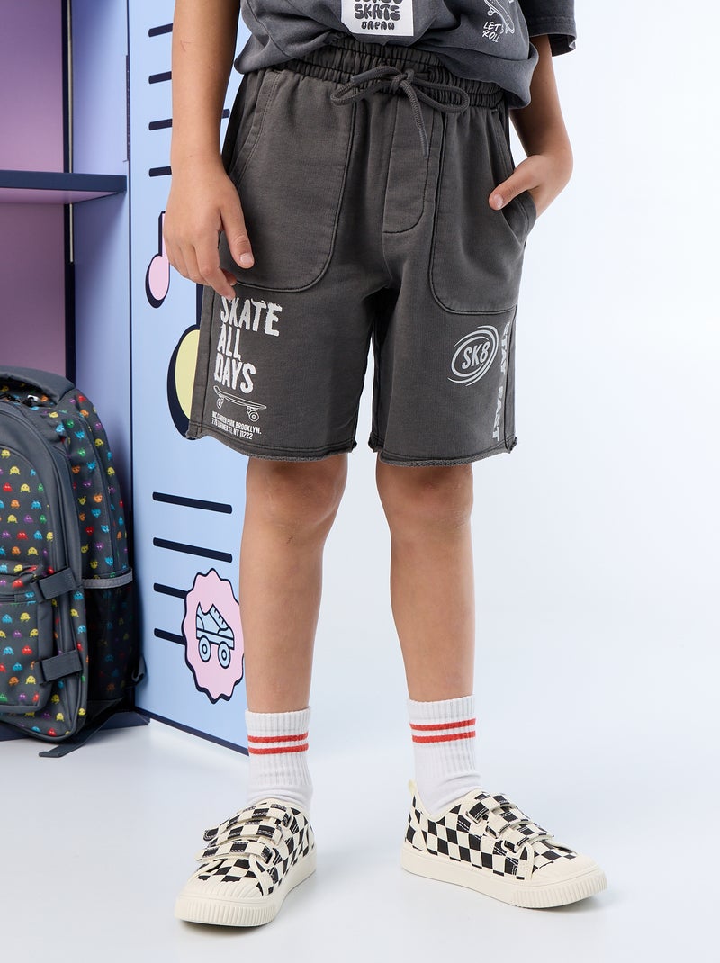 Short de felpa ligero estampado Gris - Kiabi