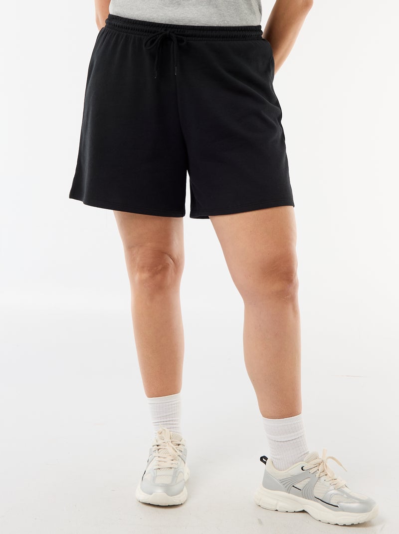 Short de felpa ligero liso Negro - Kiabi