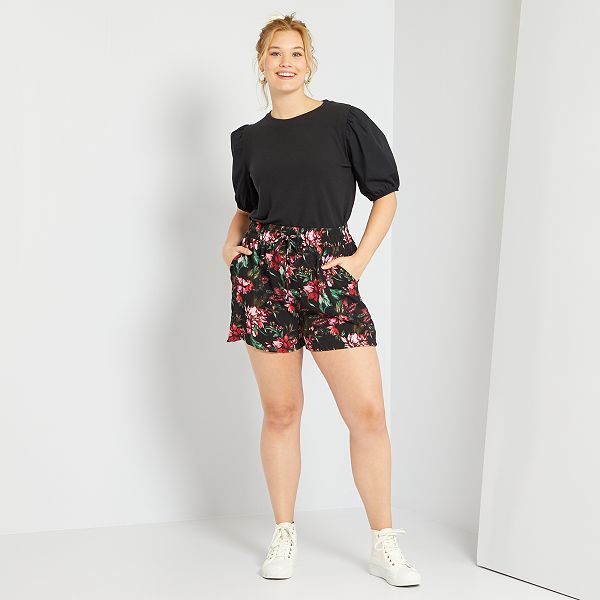 Short de flores tallas grandes mujer - NEGRO - Kiabi - 20,00€