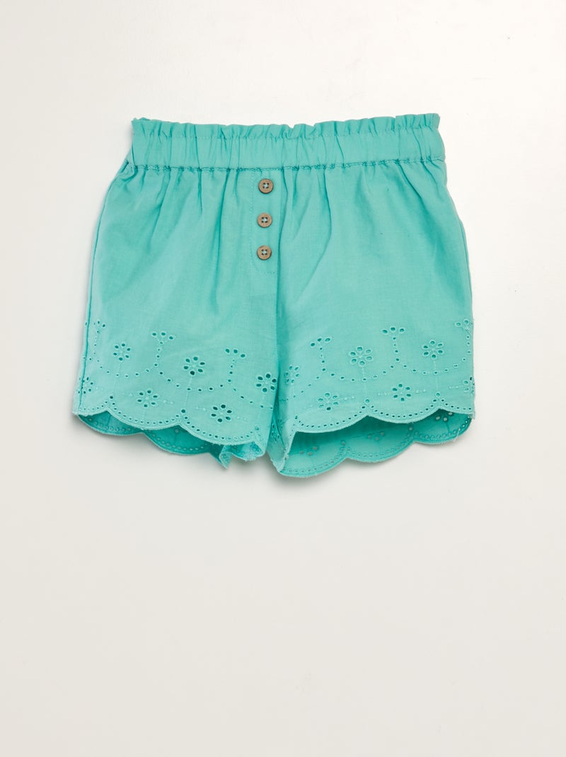 Short de gasa de algodón AZUL - Kiabi