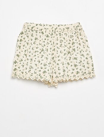 Short de gasa de algodón con estampado floral