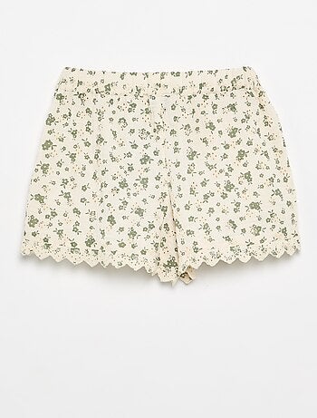 Short de gasa de algodón con estampado floral