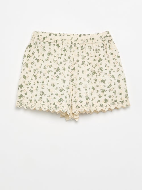 Short de gasa de algodón con estampado floral - Kiabi