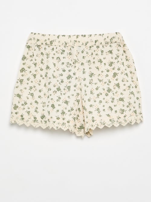 Short de gasa de algodón con estampado floral - Kiabi