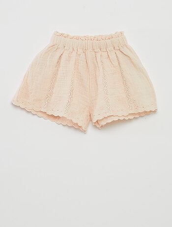 Short de gasa de algodón con volantes