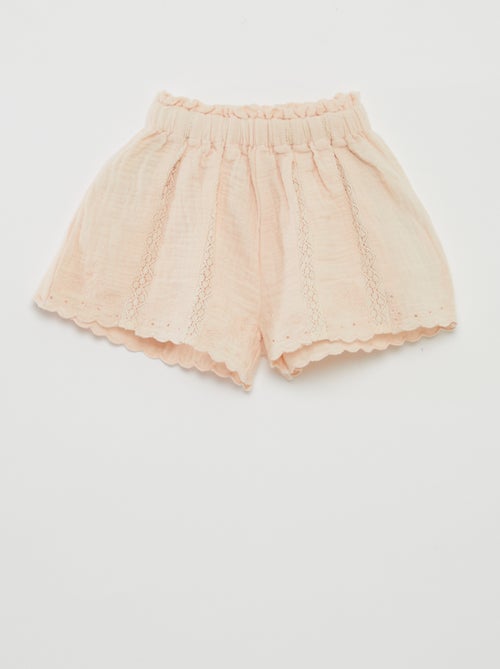 Short de gasa de algodón con volantes - Kiabi