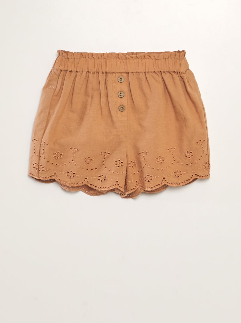 Short de gasa de algodón MARRON - Kiabi
