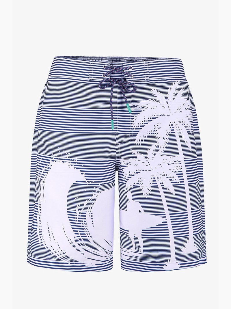 Short de hombre surf revival a rayas penti Azul Blanco Gris - Kiabi