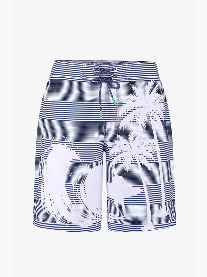 Short de hombre surf revival a rayas penti Azul Blanco Gris - Kiabi