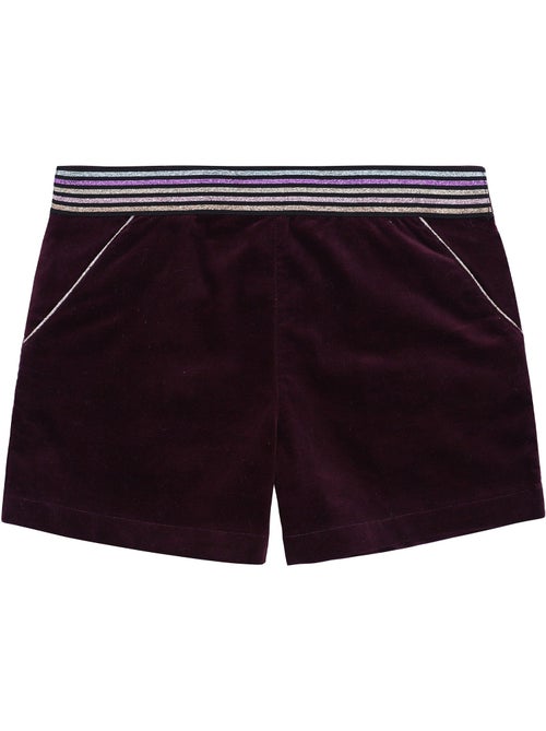 Short de Invierno para Niña | Terciopelo Burdeos Ciruela | Cintura con Lentejuelas | POUPETTE - Kiabi