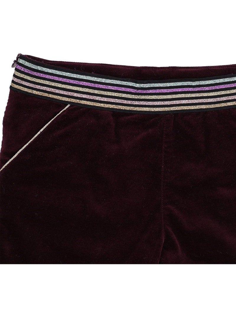 Short de Invierno para Niña | Terciopelo Burdeos Ciruela | Cintura con Lentejuelas | POUPETTE Burdeos - Kiabi