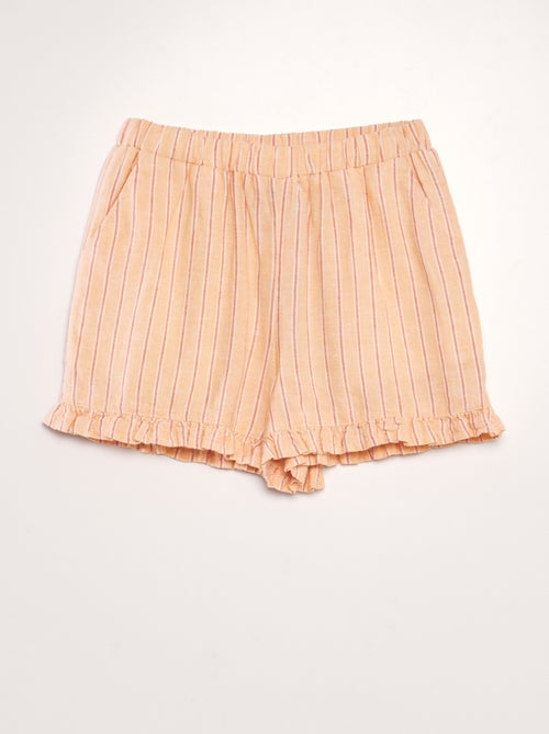 Short de lino con volantes en los bordes - Kiabi