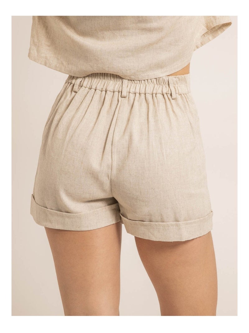 Short de lino XEPONA Beige - Kiabi