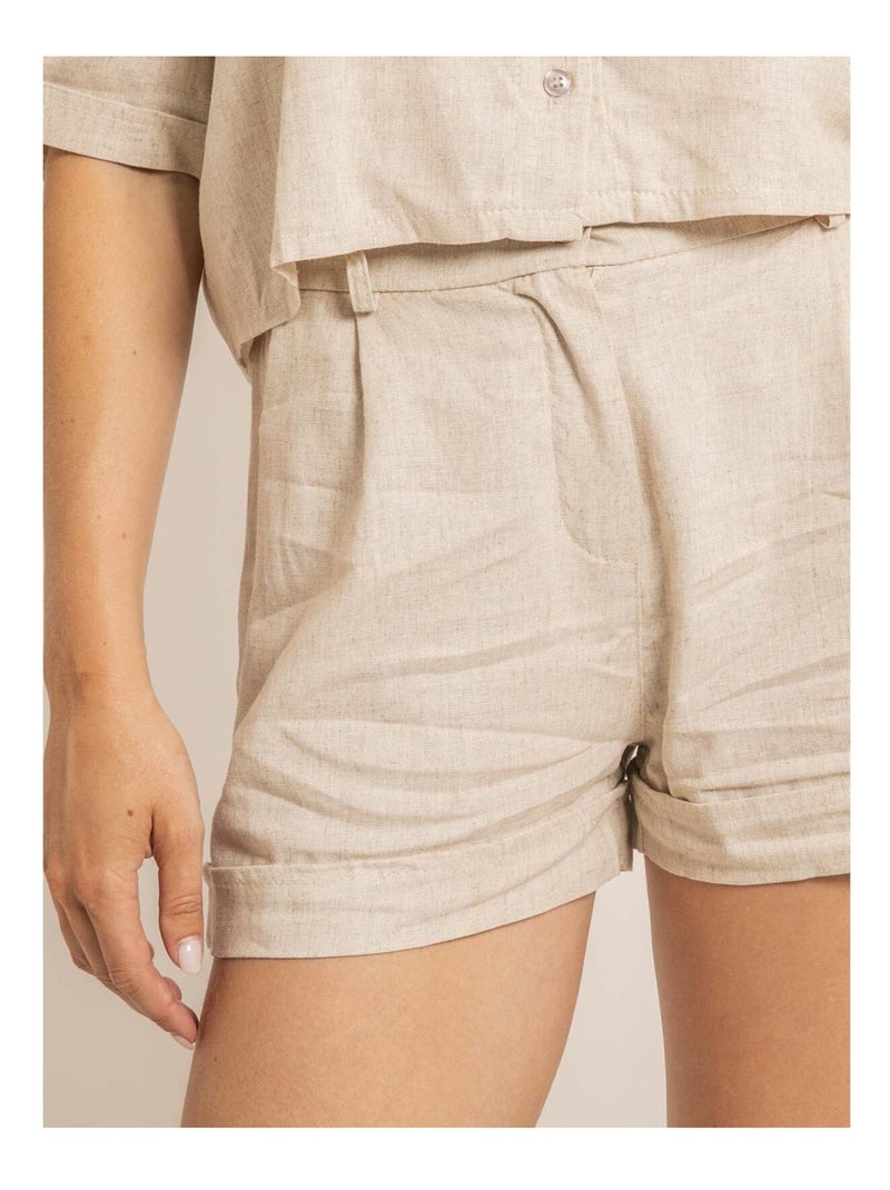 Short de lino XEPONA Beige - Kiabi