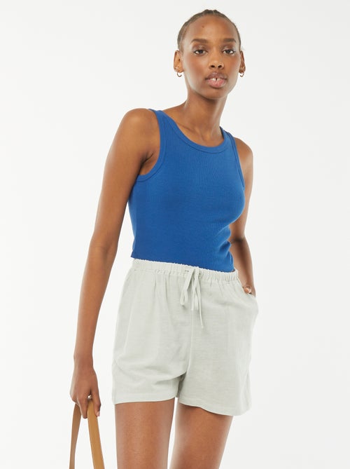Short de mezcla de lino con 2 bolsillos - Kiabi