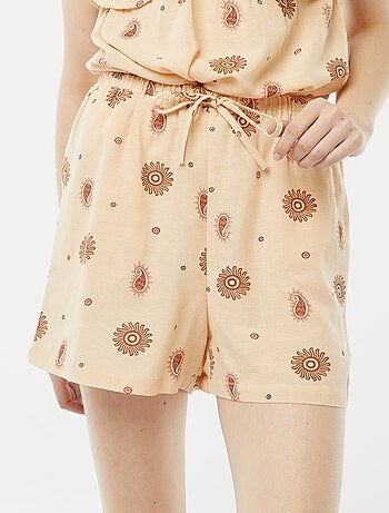 Short de mezcla de lino con 2 bolsillos