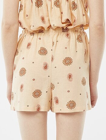 Short de mezcla de lino con 2 bolsillos