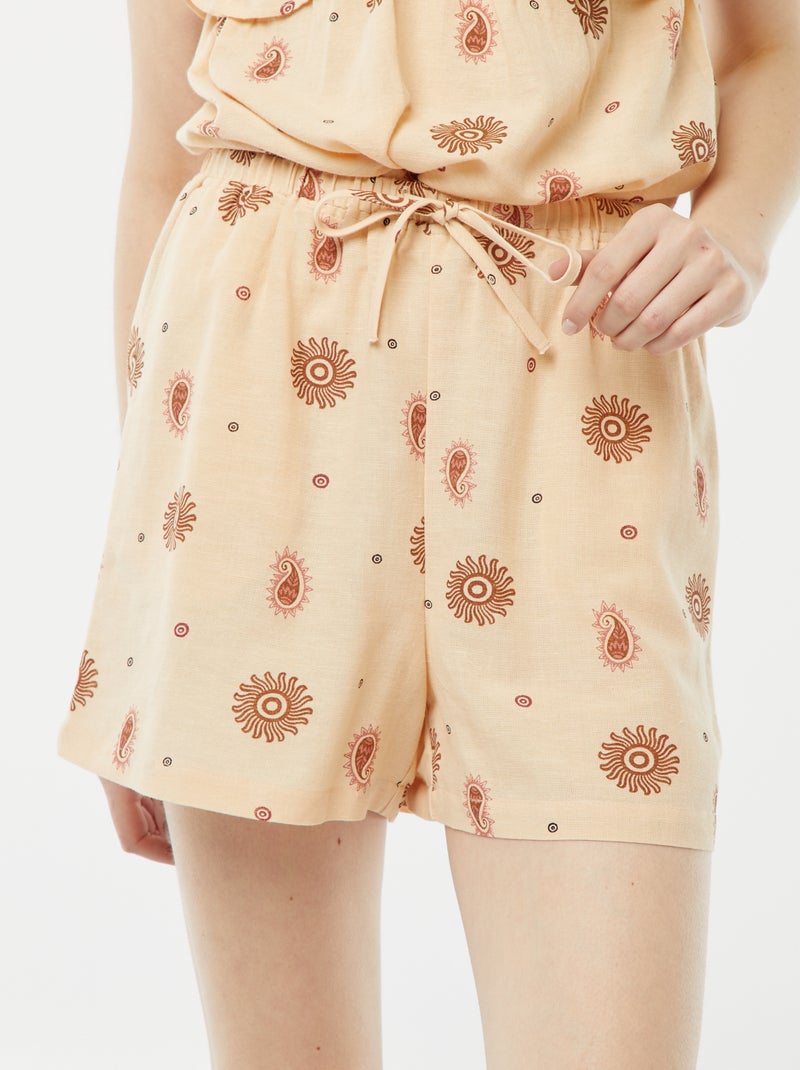 Short de mezcla de lino con 2 bolsillos Beige - Kiabi