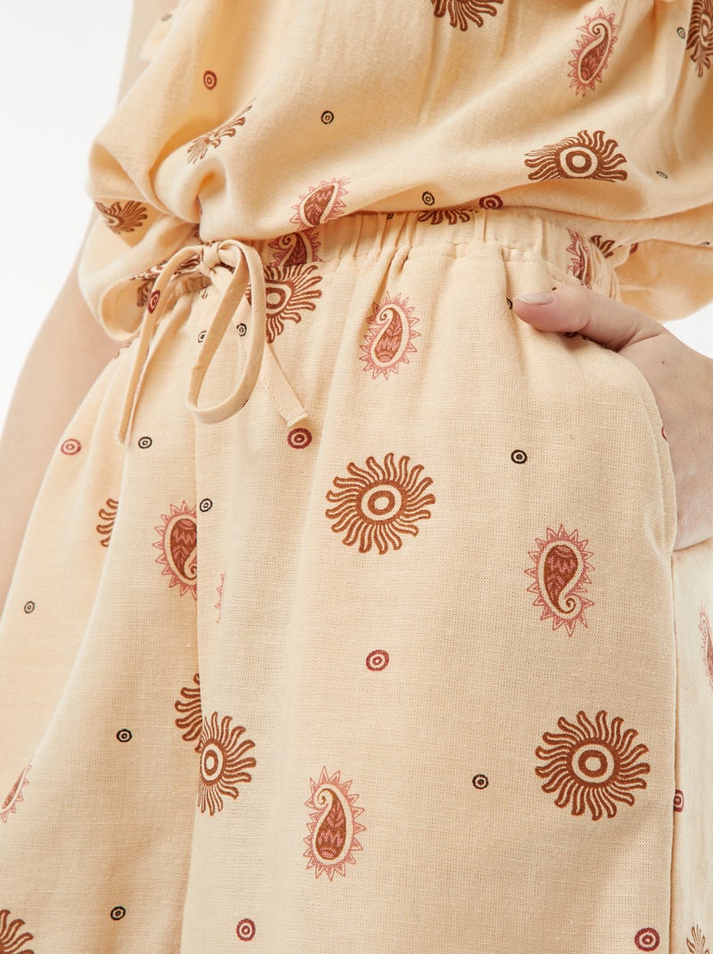 Short de mezcla de lino con 2 bolsillos Beige - Kiabi