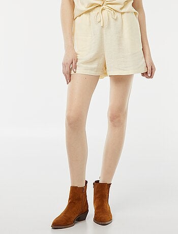 Short de mezcla de lino con 2 bolsillos