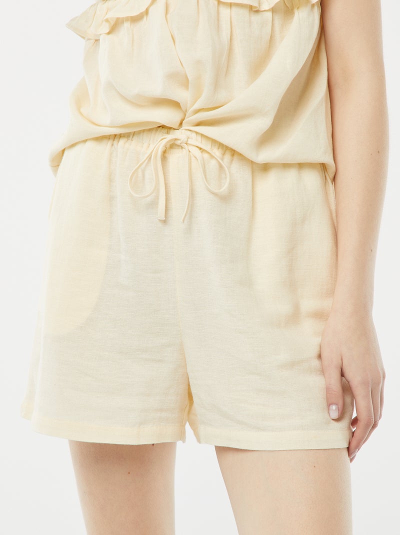 Short de mezcla de lino con 2 bolsillos Beige - Kiabi