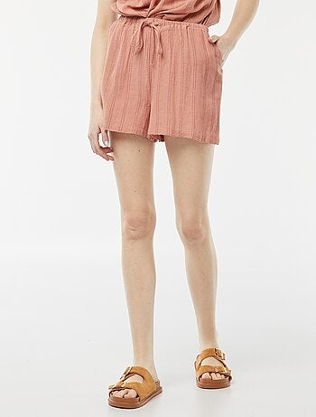 Short de mezcla de lino con 2 bolsillos