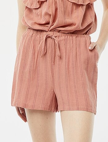 Short de mezcla de lino con 2 bolsillos