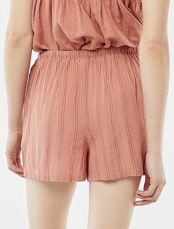 Short de mezcla de lino con 2 bolsillos