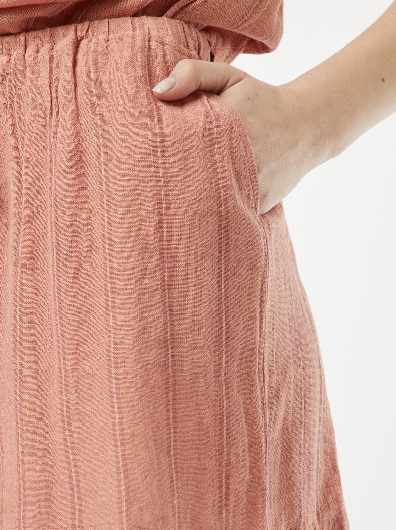 Short de mezcla de lino con 2 bolsillos Rosa - Kiabi