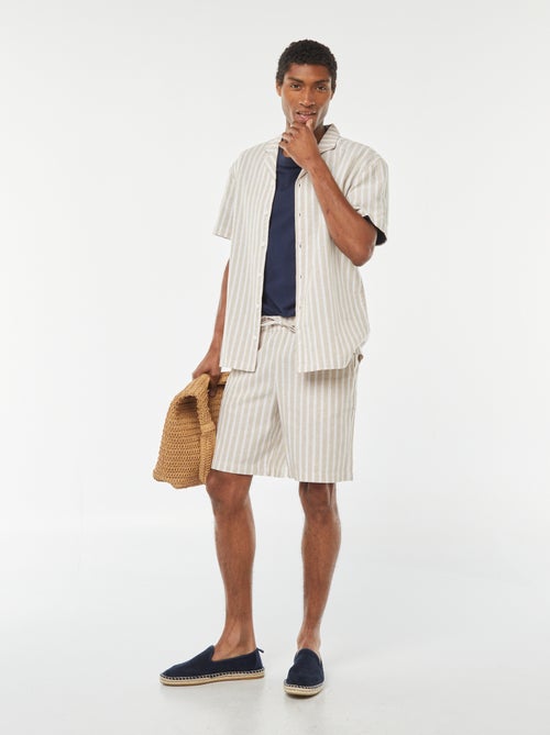 Short de mezcla de lino con estampado de rayas - Kiabi