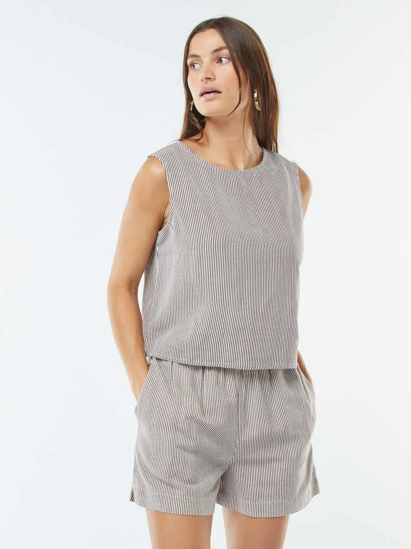 Short de mezcla de lino Marron - Kiabi